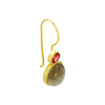 boucles d'oreilles femme tendance pierres labradorite et grenat