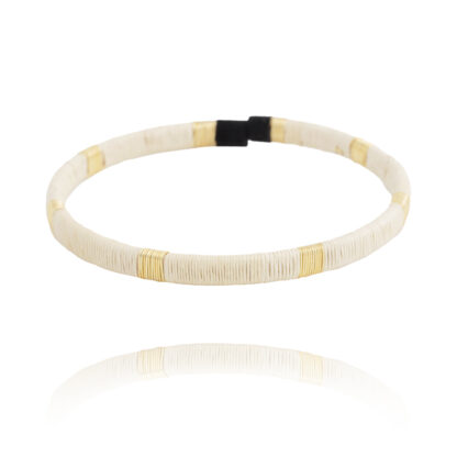 bracelet tissé blanc et doré réglable par Guanabana chez Dolita-bijoux
